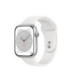 Apple Watch Series 8 GPS 45 mm Aluminium Argent (Argent) et Bracelet Sport Blanc
