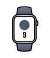 Apple Watch Series 9/ Gps/ Cellular/ 41 mm/ Boîtier en acier argenté/ Bracelet sport bleu tempête S/M